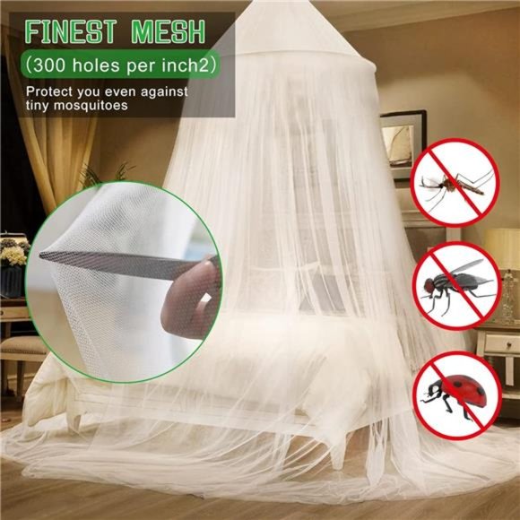 Mosquito Net Bed Canopy for Girls,King CanopyBed Curtains QueenSize from Ceiling - Picture 3 of 8